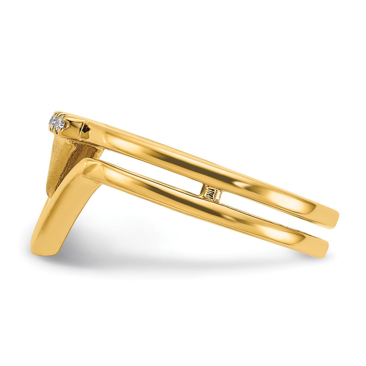 14k Satin and Polished Diamond Double Triangle Ring-RM6865