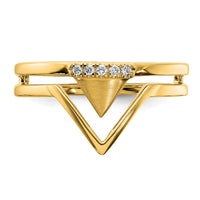 14k Satin and Polished Diamond Double Triangle Ring-RM6865