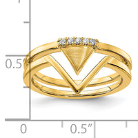 14k Satin and Polished Diamond Double Triangle Ring-RM6865