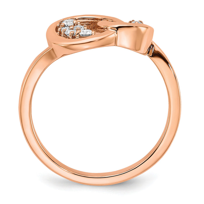 14k Rose Gold Polished Diamond Double Circle Ring-RM6869