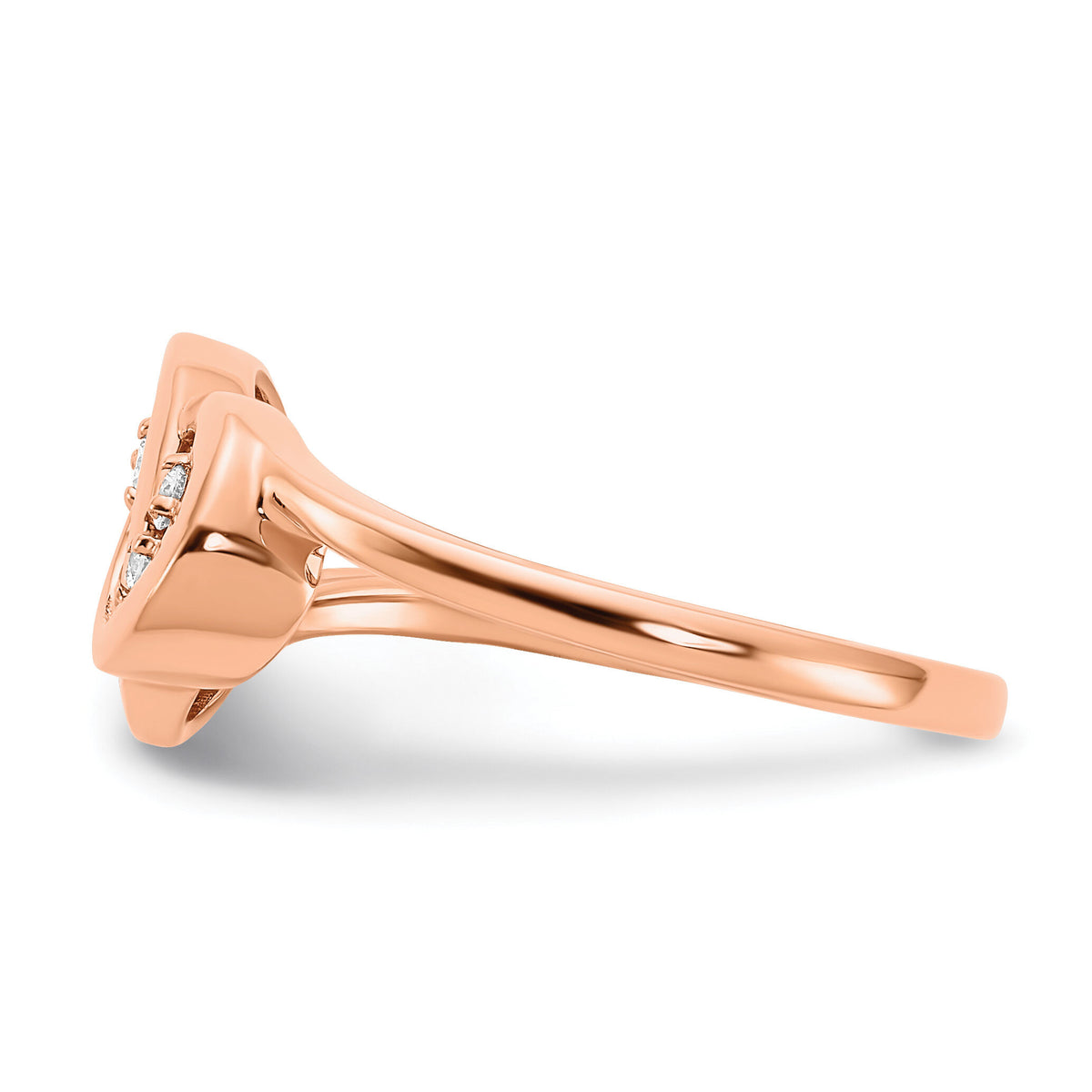 14k Rose Gold Polished Diamond Double Circle Ring-RM6869