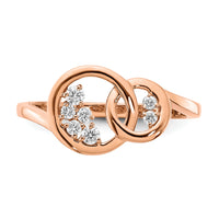 14k Rose Gold Polished Diamond Double Circle Ring-RM6869