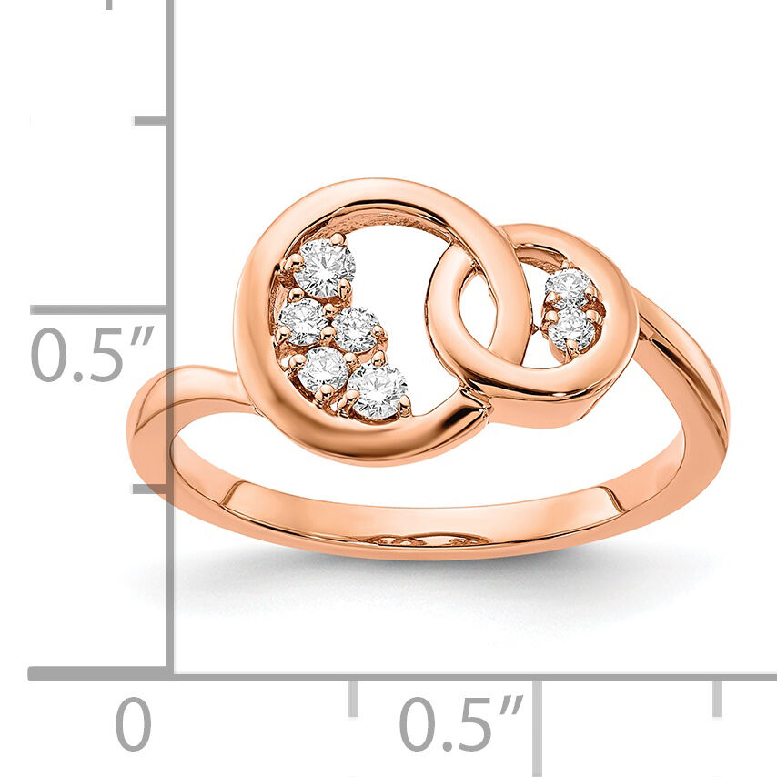 14k Rose Gold Polished Diamond Double Circle Ring-RM6869
