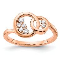 14k Rose Gold Polished Diamond Double Circle Ring-RM6869