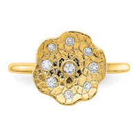 14k Polished and Textured Diamond Circle Ring-RM6884