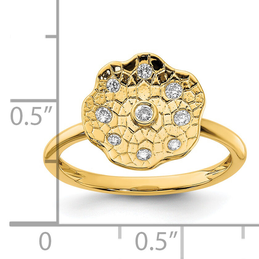 14k Polished and Textured Diamond Circle Ring-RM6884