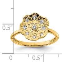 14k Polished and Textured Diamond Circle Ring-RM6884