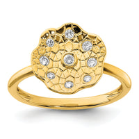 14k Polished and Textured Diamond Circle Ring-RM6884