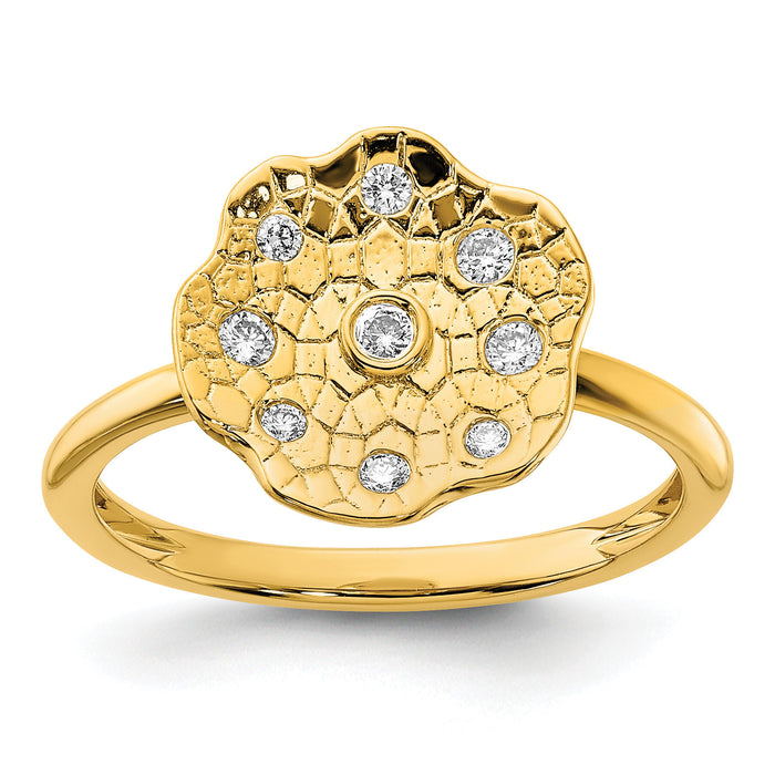 14k Polished and Textured Diamond Circle Ring-RM6884