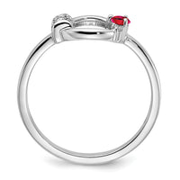 14k White Polished Diamond and Ruby Circle Ring-RM6886