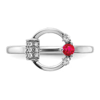14k White Polished Diamond and Ruby Circle Ring-RM6886