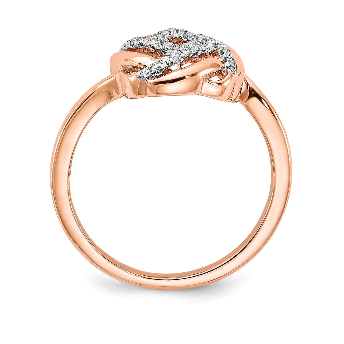14k Rose Gold Polished Diamond Love Knot Ring-RM6889