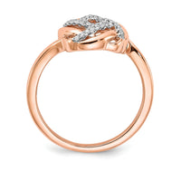 14k Rose Gold Polished Diamond Love Knot Ring-RM6889