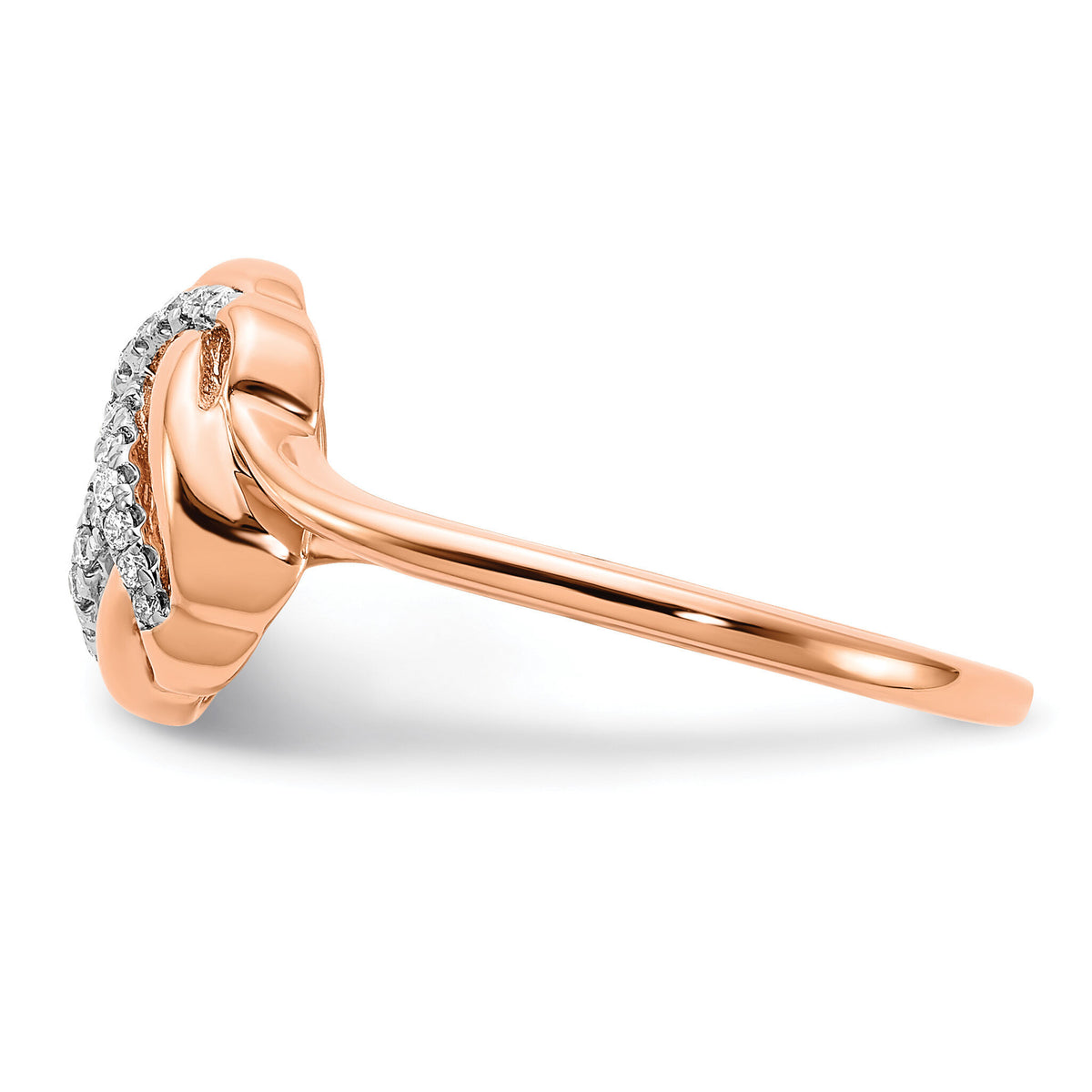 14k Rose Gold Polished Diamond Love Knot Ring-RM6889