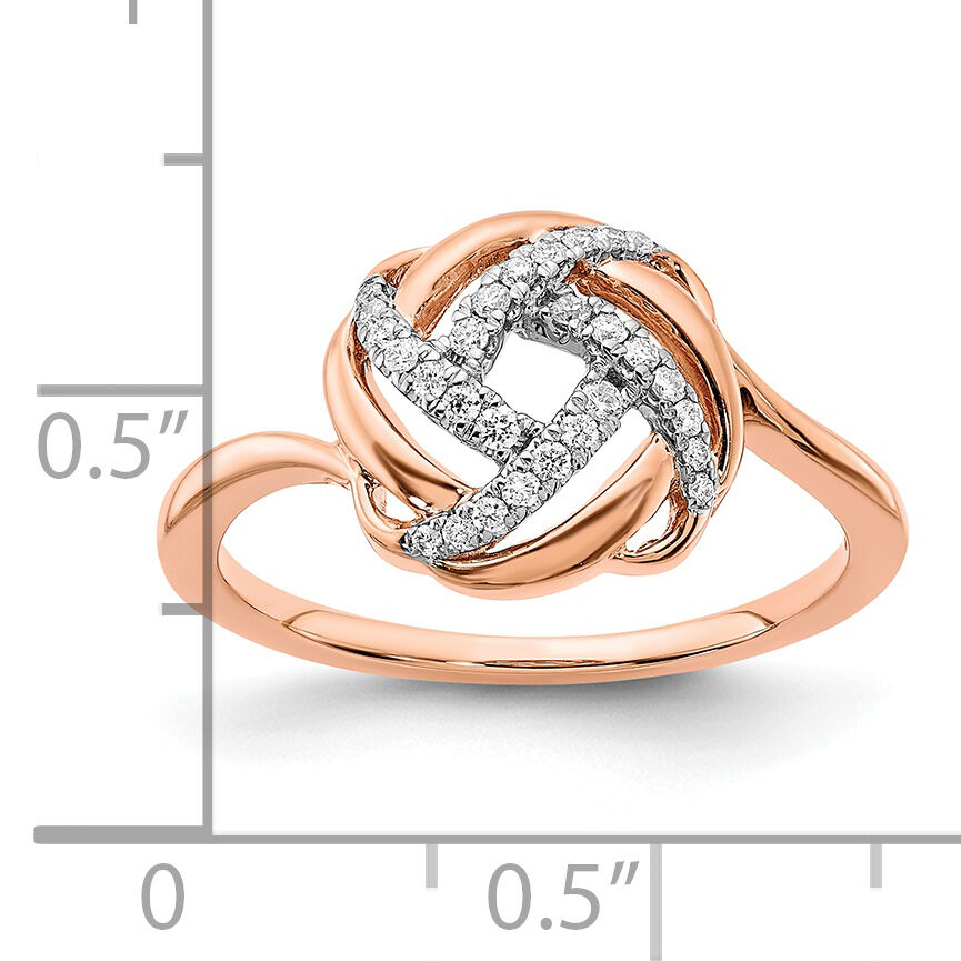 14k Rose Gold Polished Diamond Love Knot Ring-RM6889