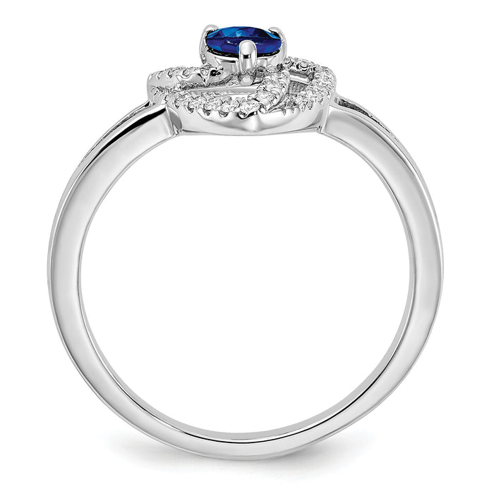 14k White Gold Diamond and Blue Sapphire Triangle Ring-RM6898