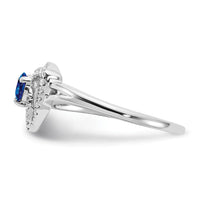 14k White Gold Diamond and Blue Sapphire Triangle Ring-RM6898