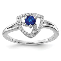 14k White Gold Diamond and Blue Sapphire Triangle Ring-RM6898