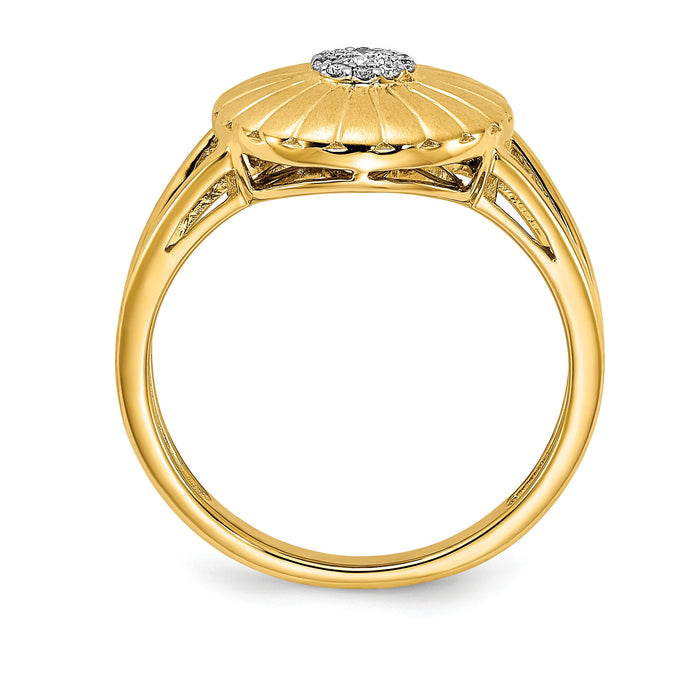 14k Satin Diamond Flower Ring-RM6902