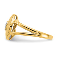 14k Satin Diamond Flower Ring-RM6902
