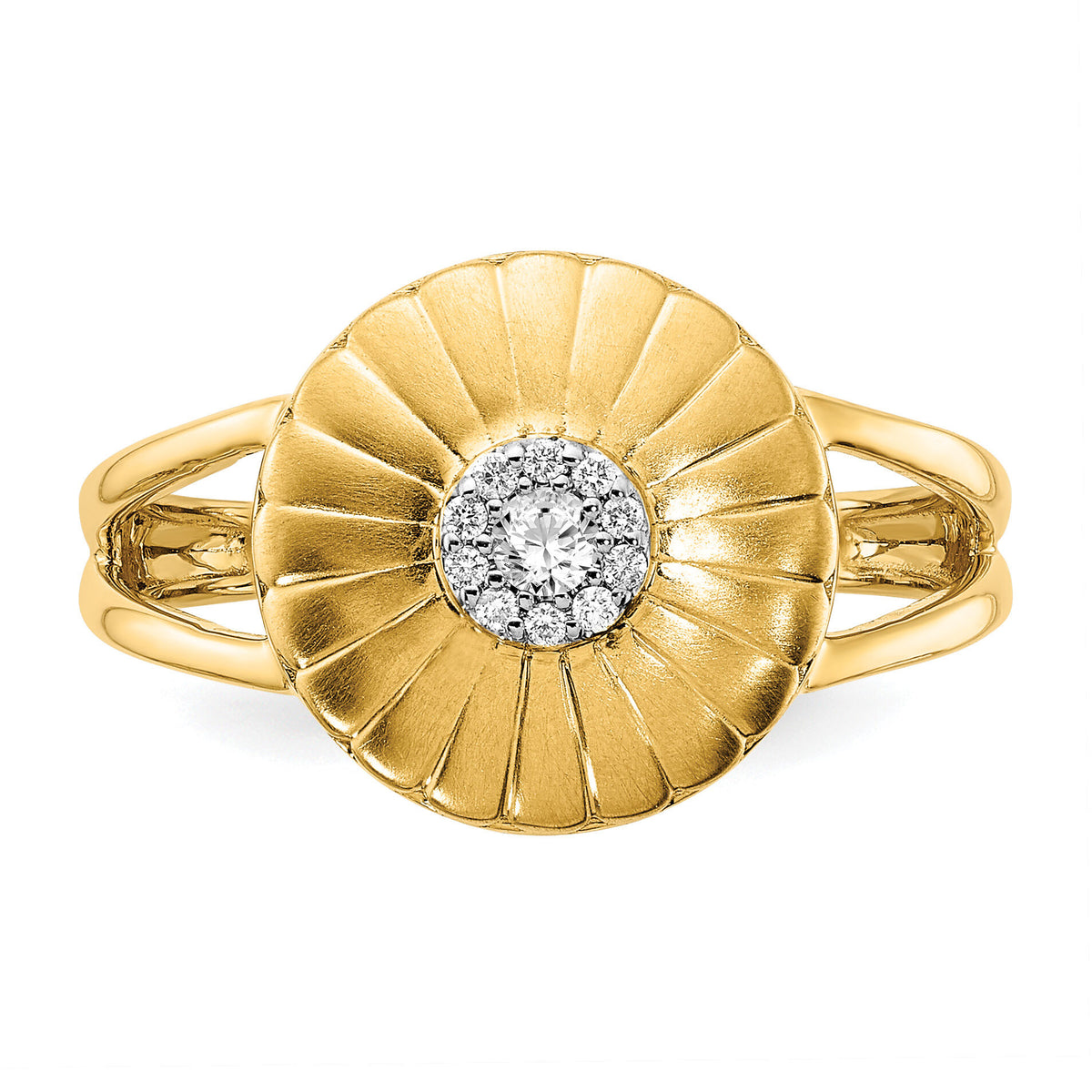 14k Satin Diamond Flower Ring-RM6902