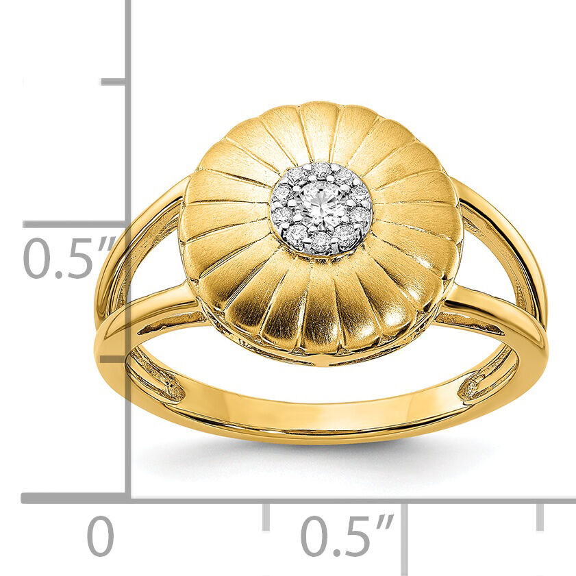 14k Satin Diamond Flower Ring-RM6902