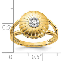 14k Satin Diamond Flower Ring-RM6902