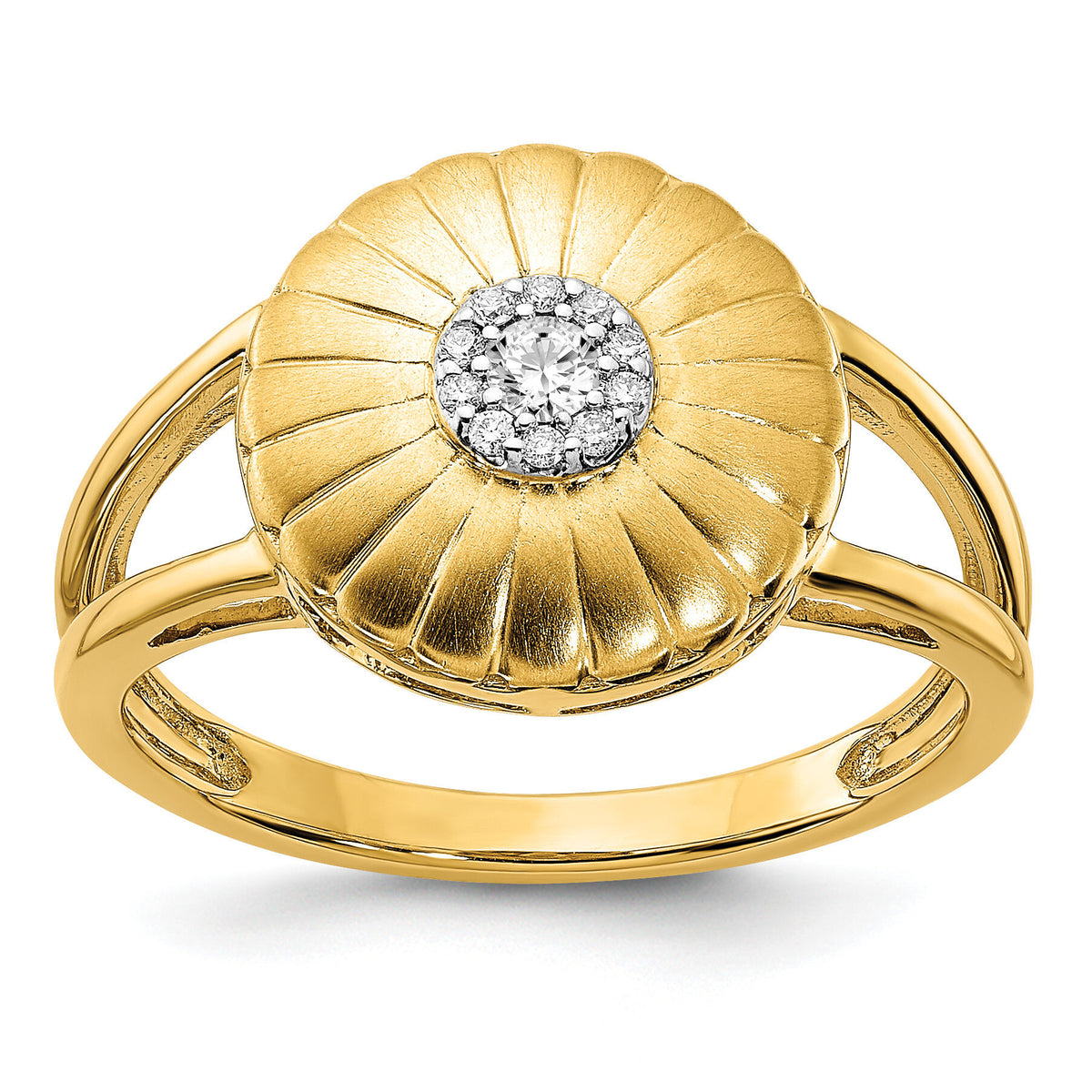 14k Satin Diamond Flower Ring-RM6902
