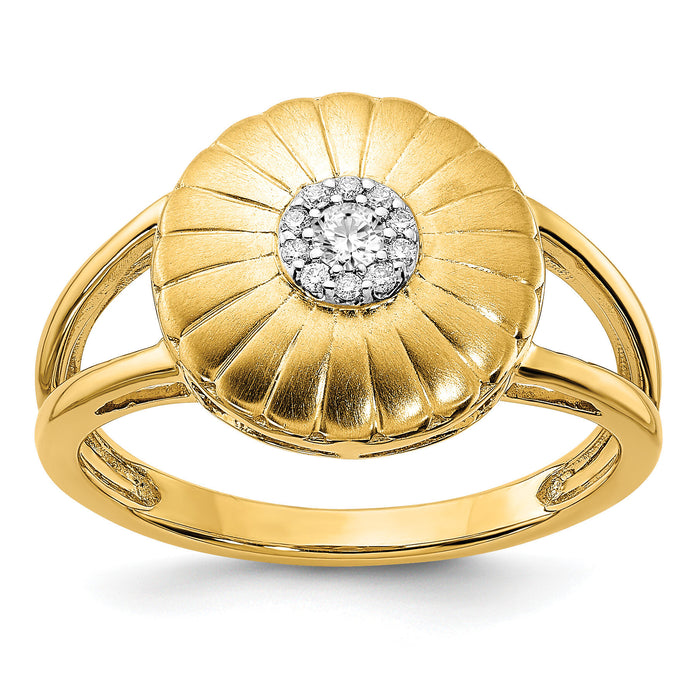 14k Satin Diamond Flower Ring-RM6902