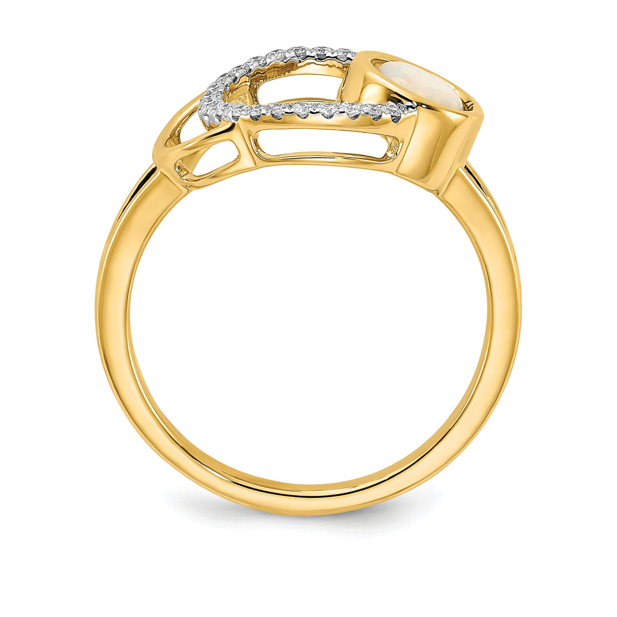 14k Polished Diamond & Opal Circle Ring-RM6908