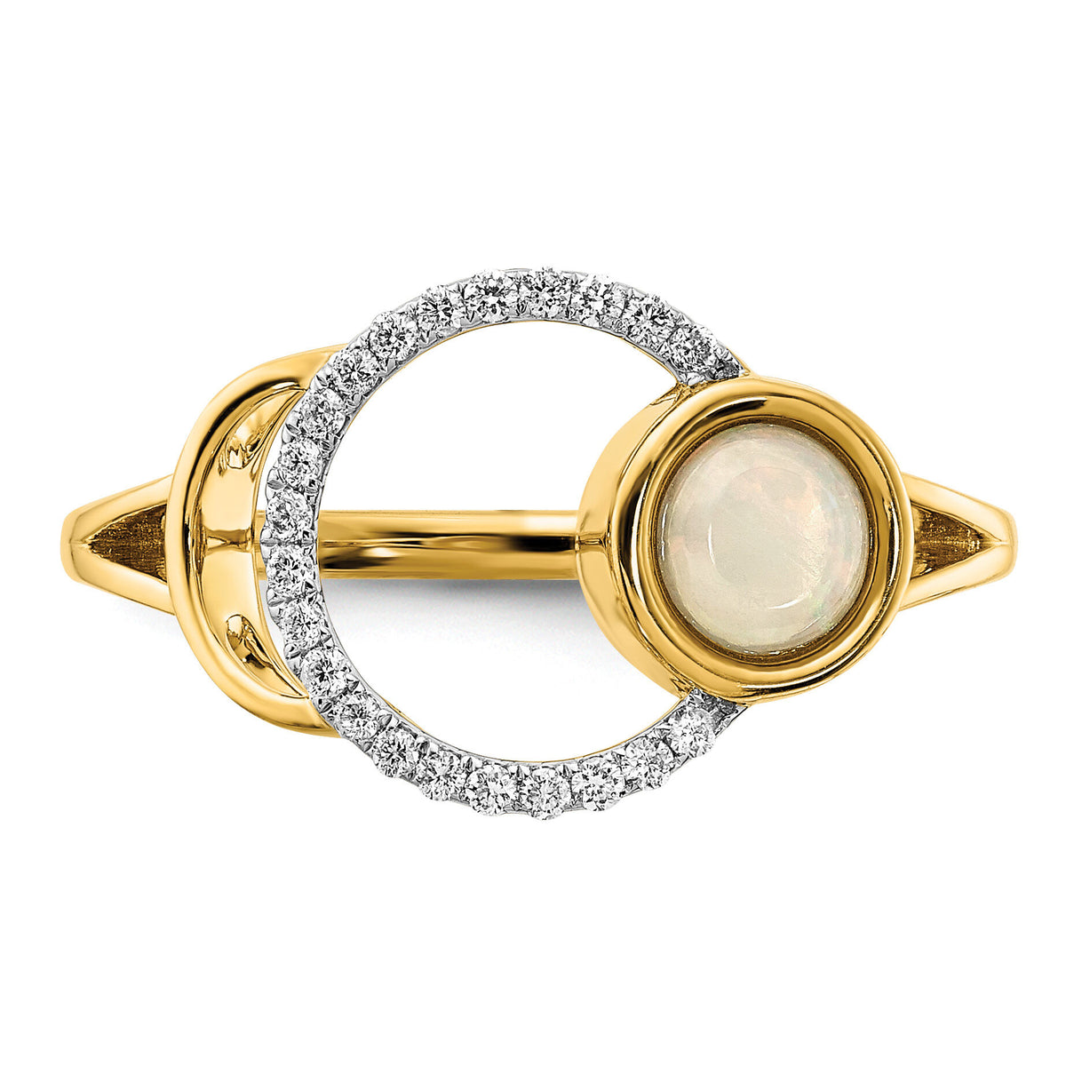 14k Polished Diamond & Opal Circle Ring-RM6908