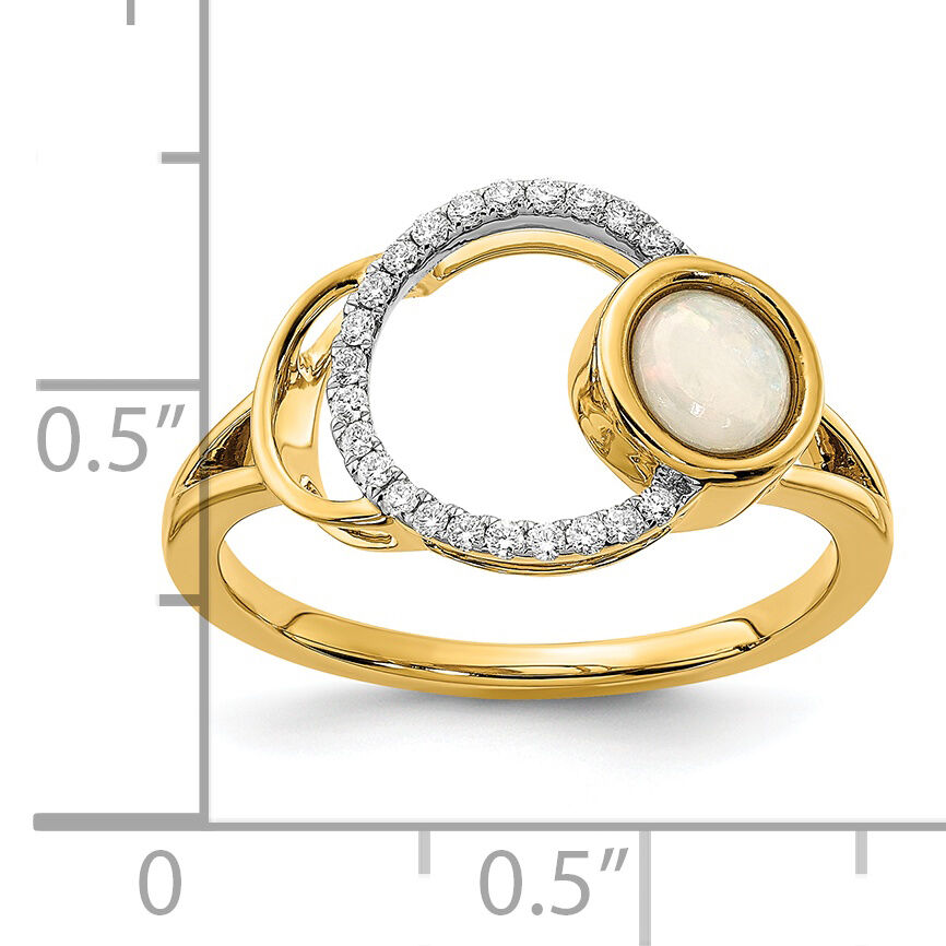 14k Polished Diamond & Opal Circle Ring-RM6908