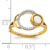 14k Polished Diamond & Opal Circle Ring-RM6908