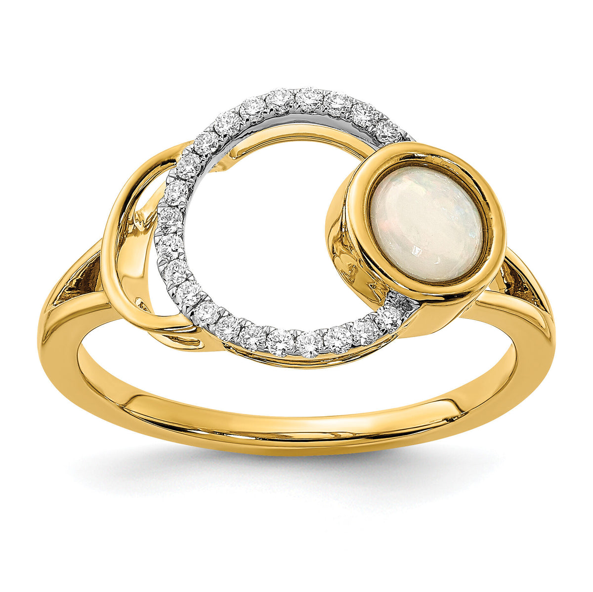 14k Polished Diamond & Opal Circle Ring-RM6908