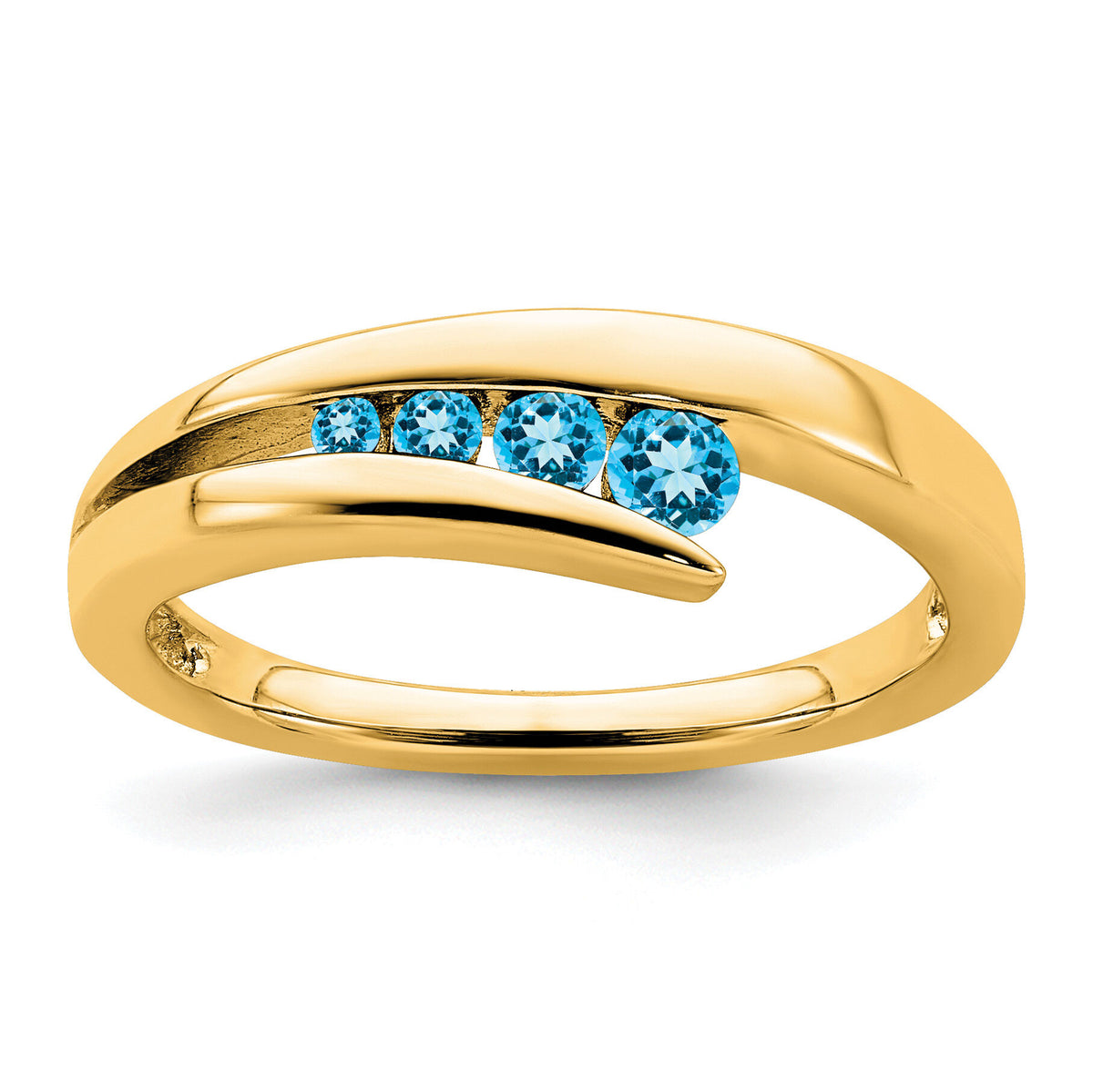 14k Blue Topaz 4-stone Ring-RM7112