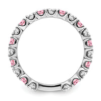14k White Gold Created Pink Sapphire and Diamond Band-RM7113