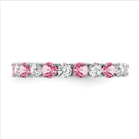 14k White Gold Created Pink Sapphire and Diamond Band-RM7113