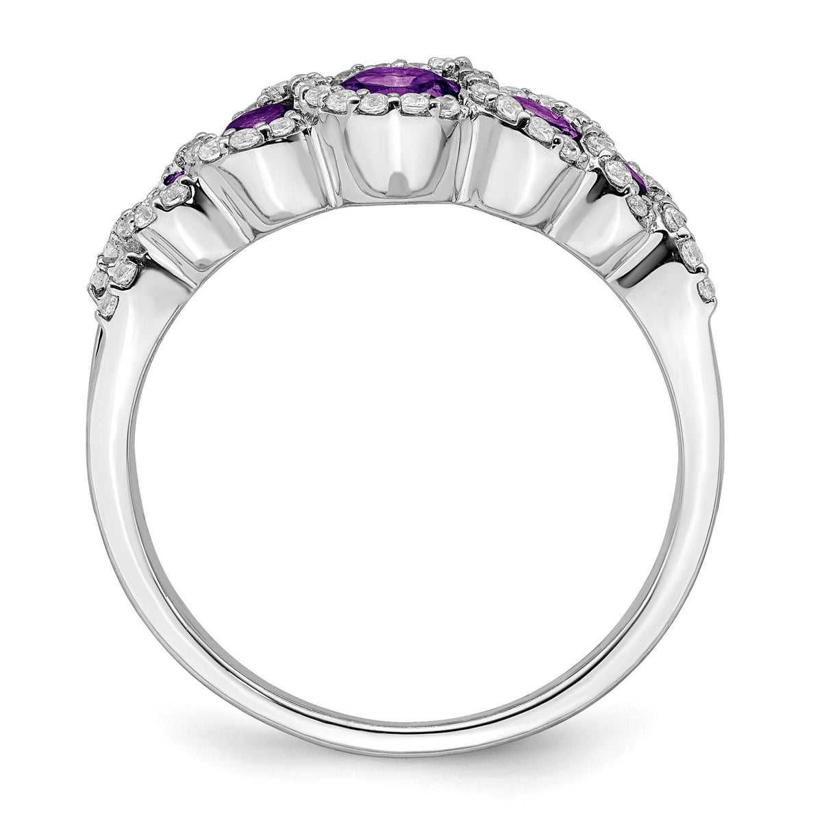 14k White Gold Amethyst and Diamond Ring-RM7115