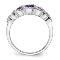 14k White Gold Amethyst and Diamond Ring-RM7115