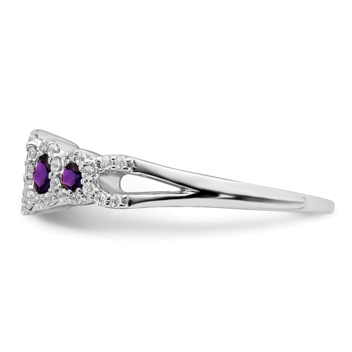 14k White Gold Amethyst and Diamond Ring-RM7115