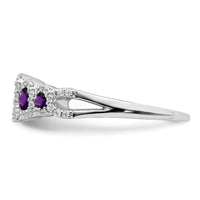14k White Gold Amethyst and Diamond Ring-RM7115
