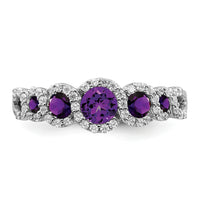 14k White Gold Amethyst and Diamond Ring-RM7115