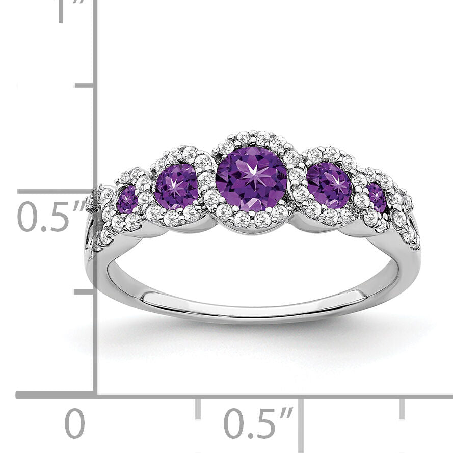 14k White Gold Amethyst and Diamond Ring-RM7115