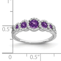 14k White Gold Amethyst and Diamond Ring-RM7115