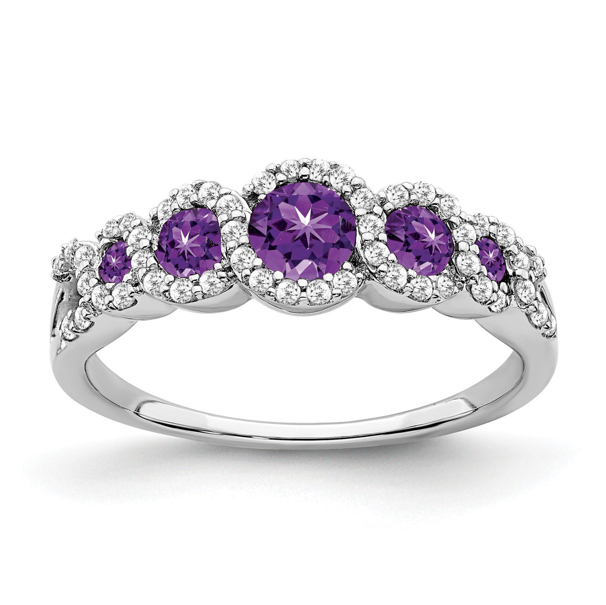 14k White Gold Amethyst and Diamond Ring-RM7115