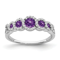 14k White Gold Amethyst and Diamond Ring-RM7115