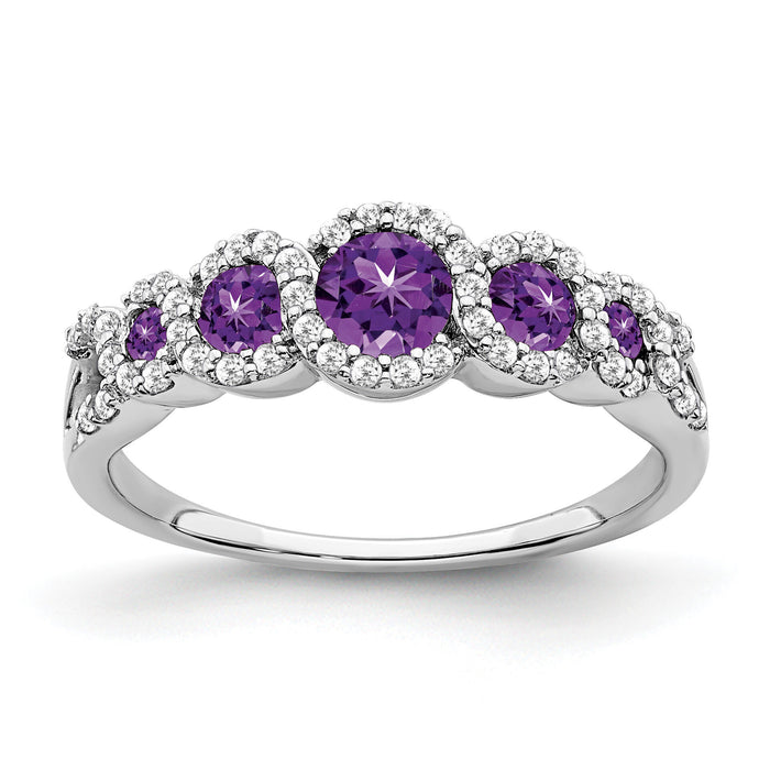 14k White Gold Amethyst and Diamond Ring-RM7115