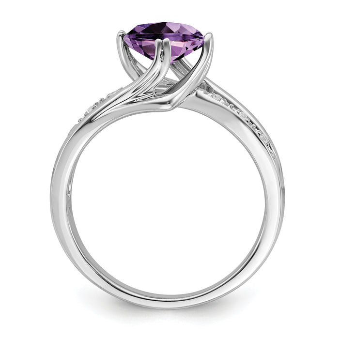 14k White Gold Amethyst and Diamond Ring-RM7116