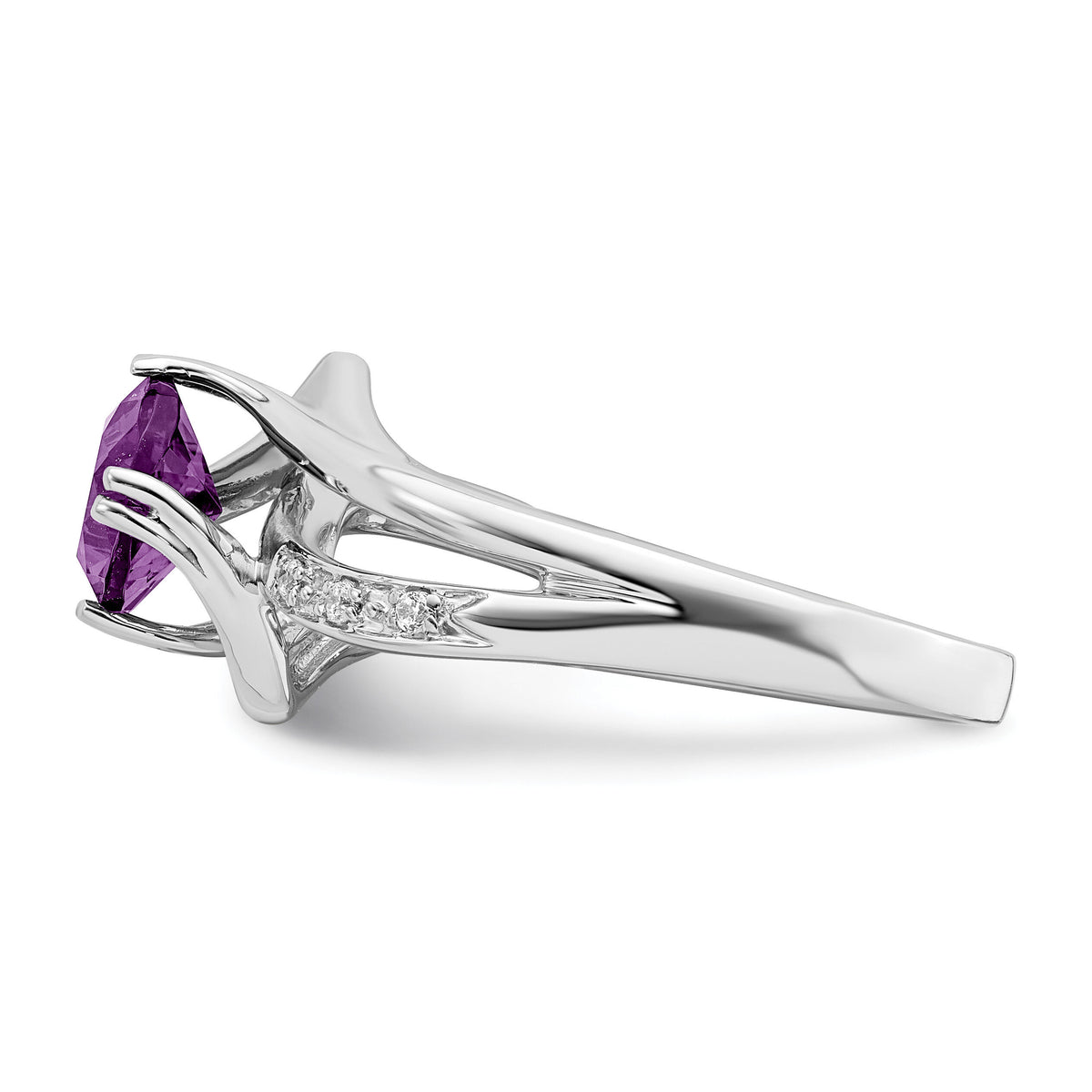 14k White Gold Amethyst and Diamond Ring-RM7116
