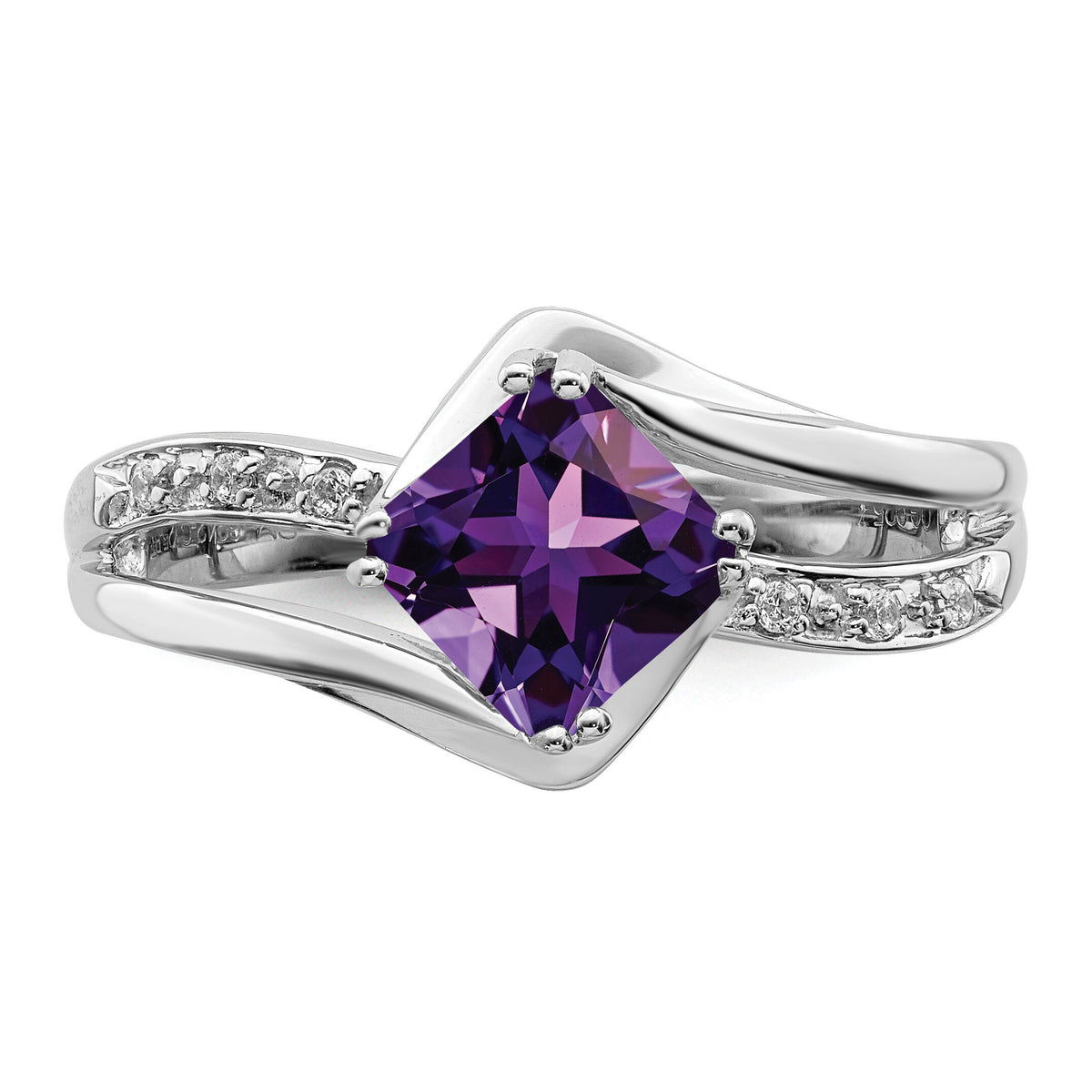 14k White Gold Amethyst and Diamond Ring-RM7116